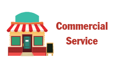 This is the Commercial Service icon and includes a drawing of a small town storefront. It is used as the hotlink button to click through to commercial service information.