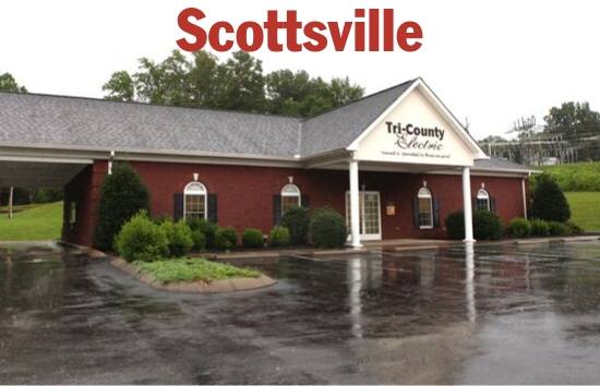 Photo of the front of the Scottsville, KY Tri-County Electric office.