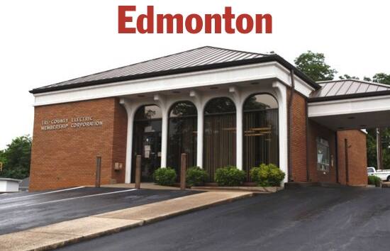 Photo of the front of the Edmonton, KY Tri-County Electric office.