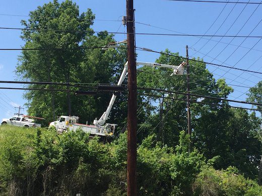 TCE Line being repaired with bucket truck