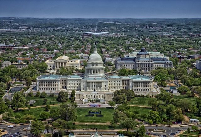 arial of capital building in DC