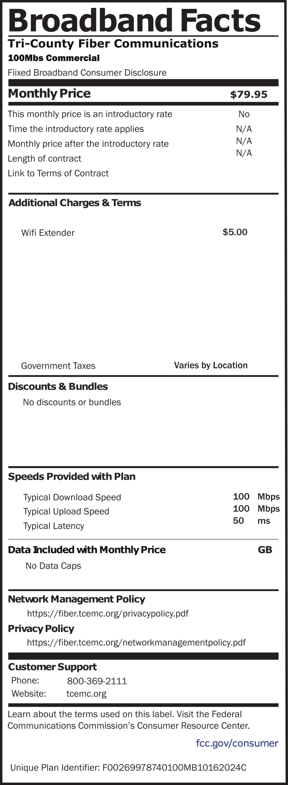 Commercial Broadband Facts 1000MB