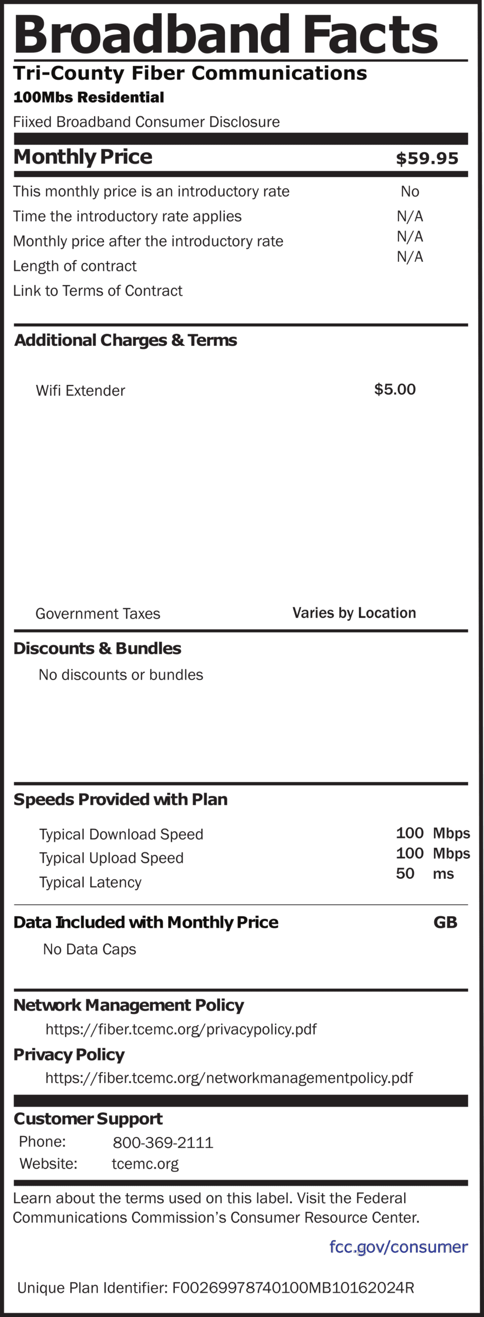 Residential Broadband Facts 100 MB